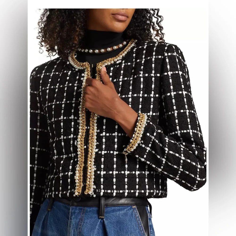 Alice + Olivia Sabina Threaded Windowpane Jacket - Picture 9 of 14